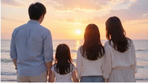 両親と娘たちの家族をイメージした画像